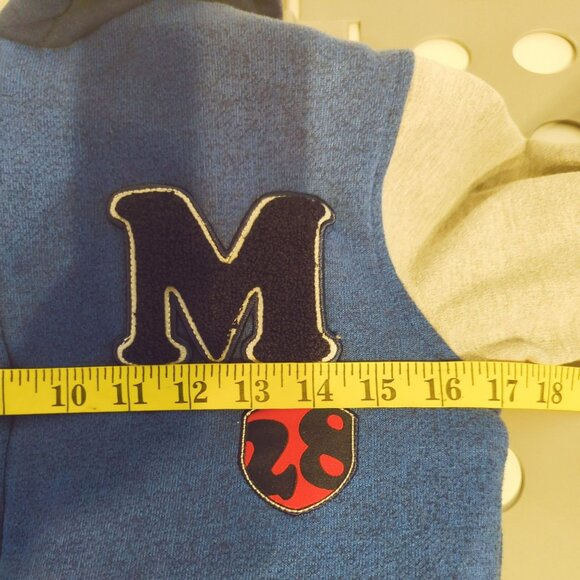 Disney Mickey Mouse Varsity Hoodie Jacket Blue & Gray Zip-Up Boys Size 7/8 - Picture 8 of 9